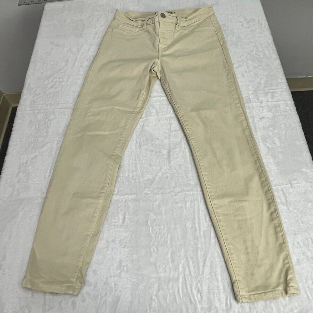 J. Brand for Intermix Cass Jeans Womens Mid-Rise Lemon Cust Ankle Zip Skinny
